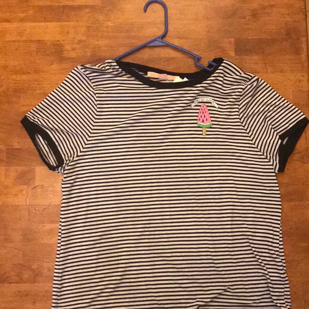 Black and white striped top